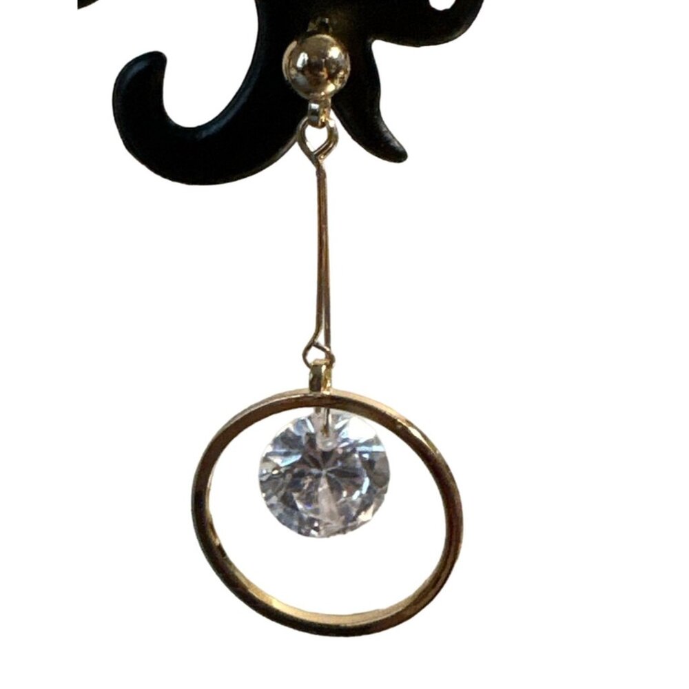 🌼Dazzlers Cubic Zirconia Drop Earrings Dangle Gold Tone - Picture 5 of 6